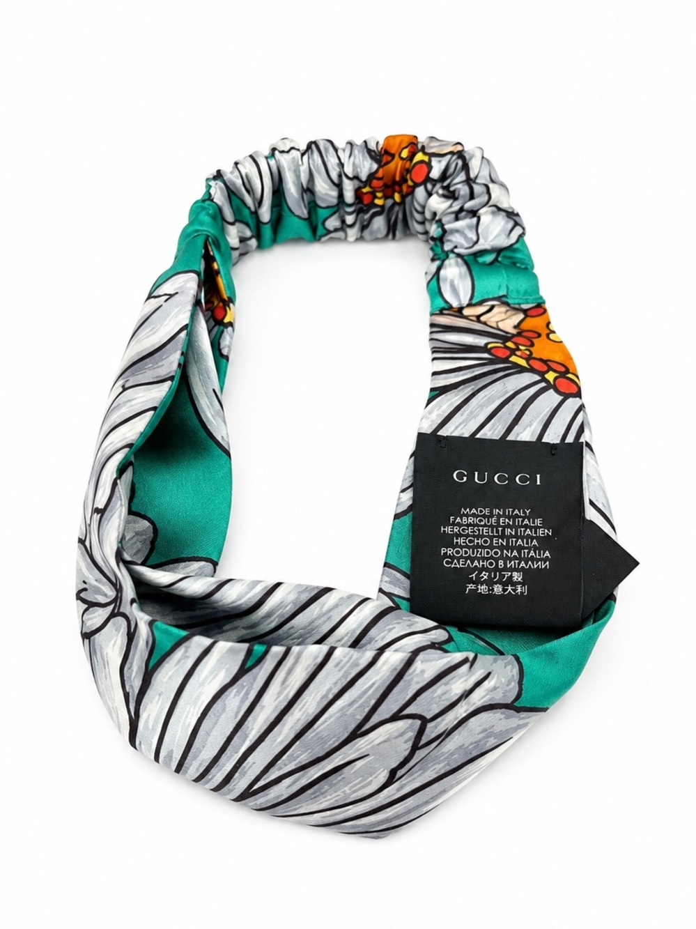 Gucci Silk Blooms Floral Twist Knot Headband Green - Picture 4 of 7